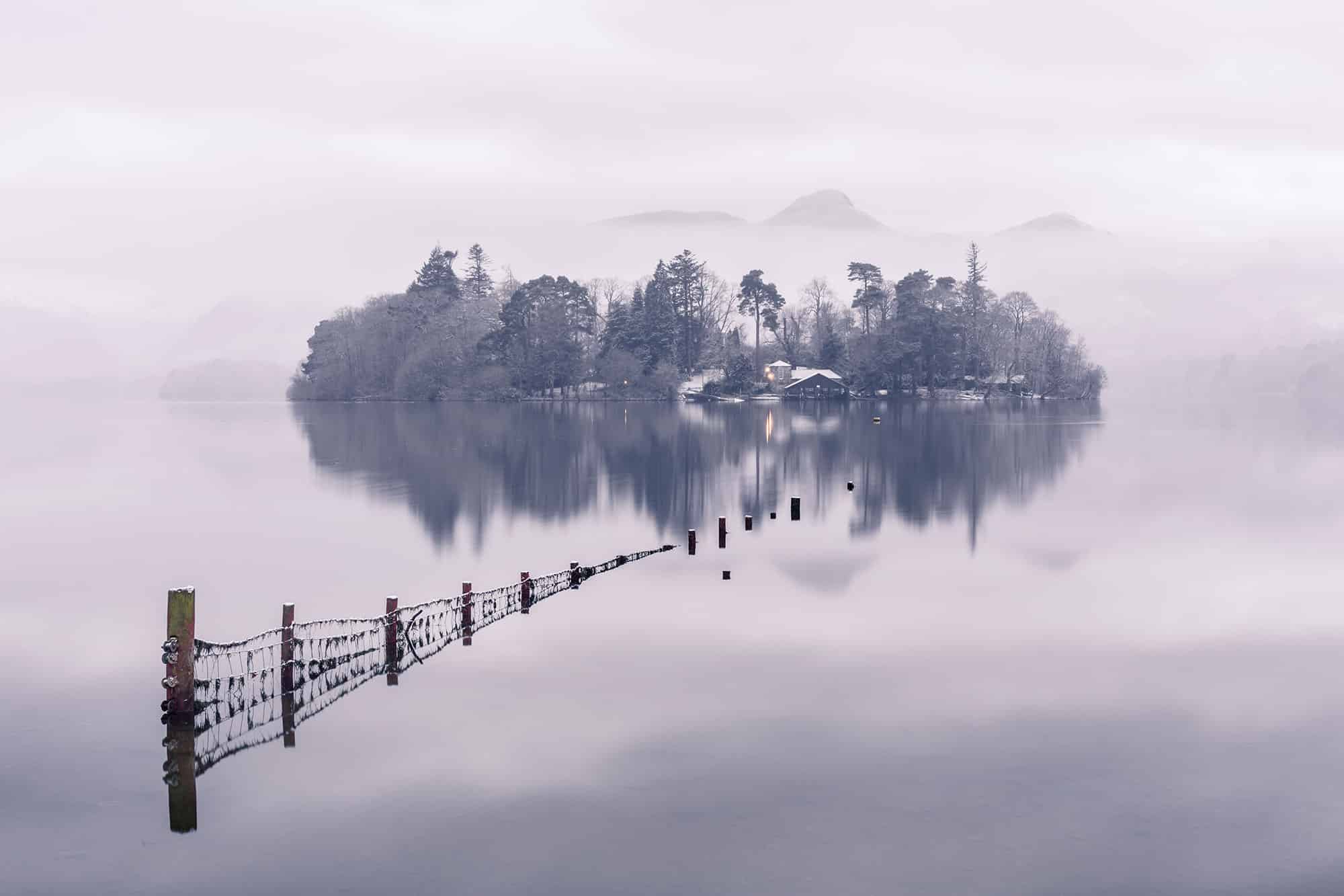 Catbells in the distance from the shore or Lake Derwentwater